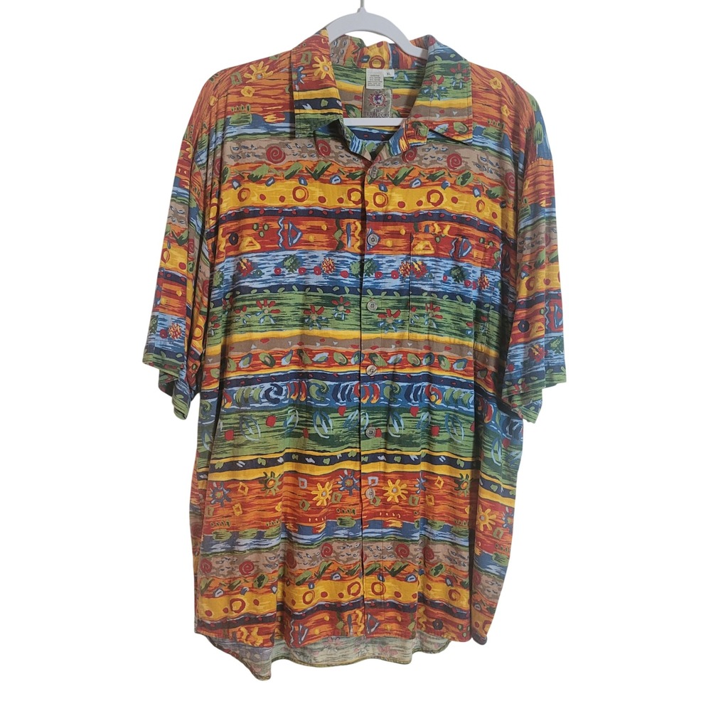 The Territory Ahead Mens XL Abstract Tribal Print Cotton Rayon Button Down Shirt